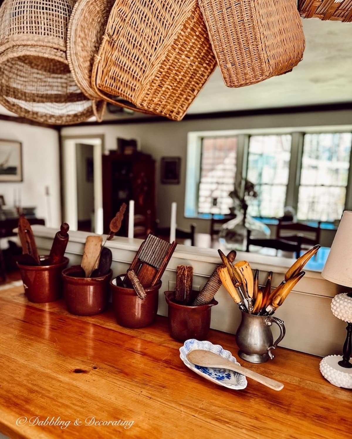 Bakelite Sheffield Cutlery in Pewter Pitcher in Country Kitchen