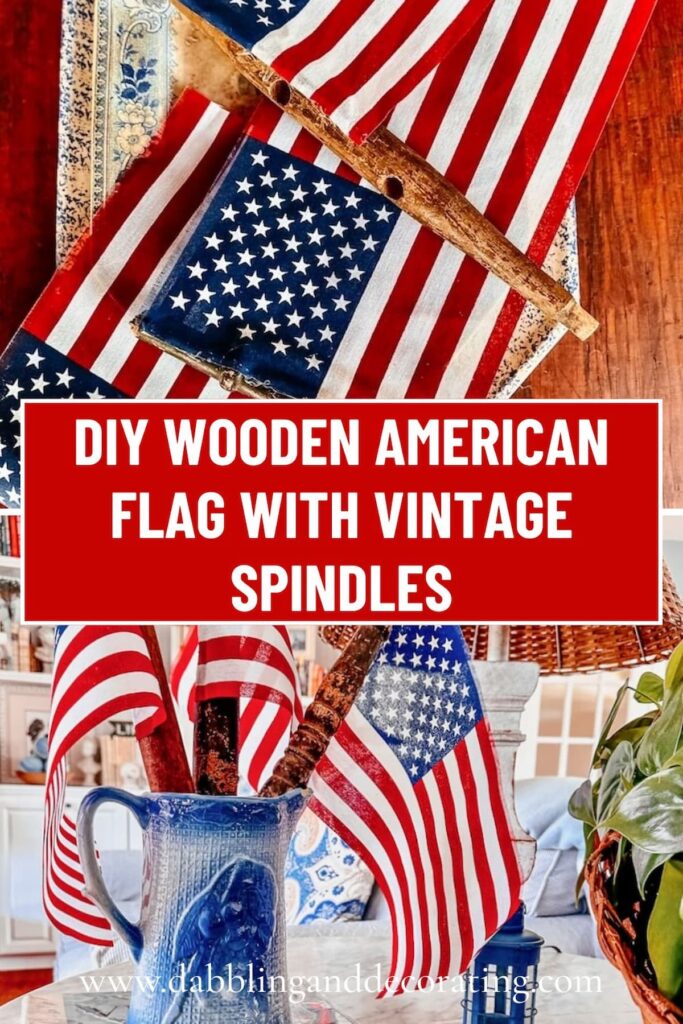DIY Wooden American Flag with Vintage Spindles