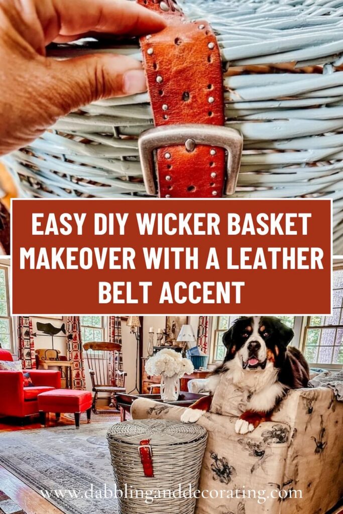 Easy DIY Wicker Basket Makeover with a Leather Belt Accent