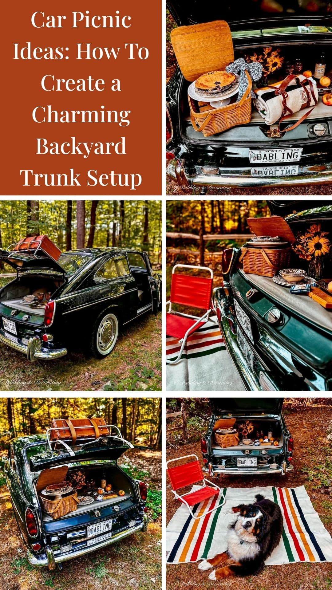 Car Picnic Ideas: How To Create a Charming Backyard Trunk Setup photo collage.