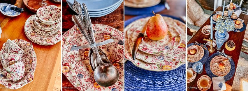 Fall Tablescapes That Wow: Vintage Johnson Brothers, Blue Accents, and Porch Views