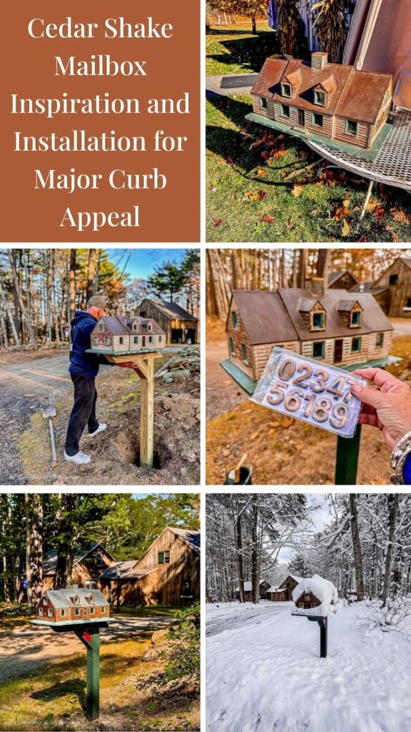 Cedar Shake Mailbox Inspiration and Installation for Major Curb Appeal photo collage.
