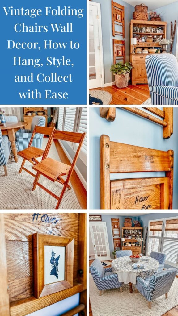 Vintage Folding Chairs Wall Decor, How to Hang, Style, and Collect with Ease photo collage.