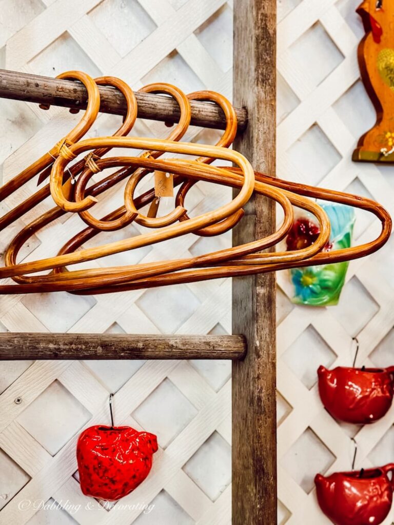 Wood Clothes hangers vintage at flea market.