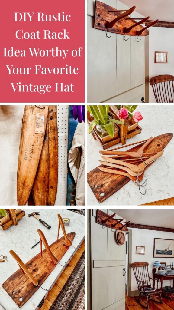 DIY Rustic Coat Rack Idea Worthy of Your Favorite Vintage Hat photo collage.