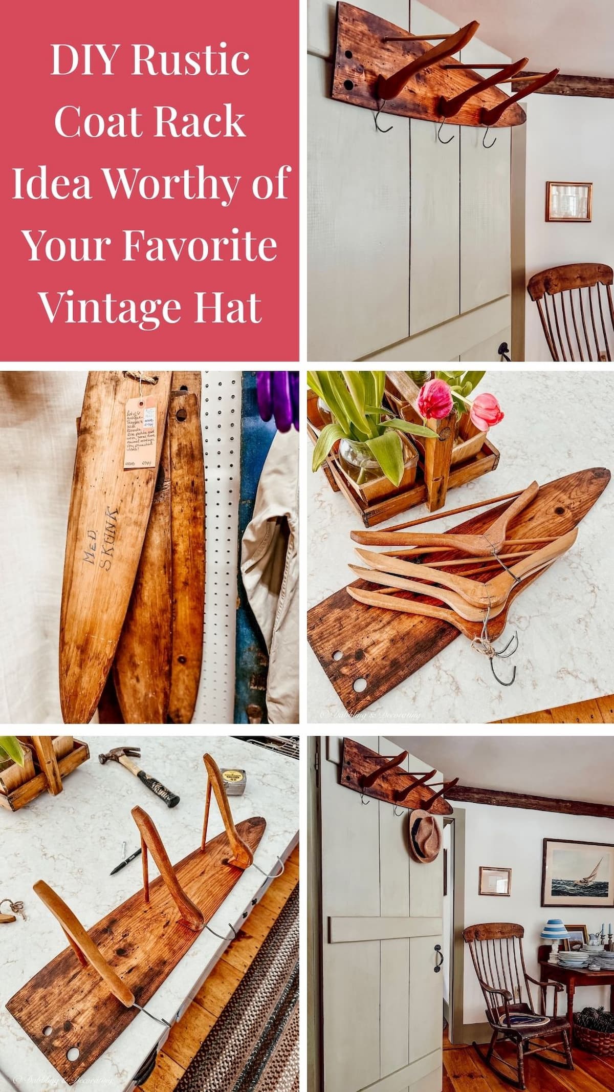 DIY Rustic Coat Rack Idea Worthy of Your Favorite Vintage Hat