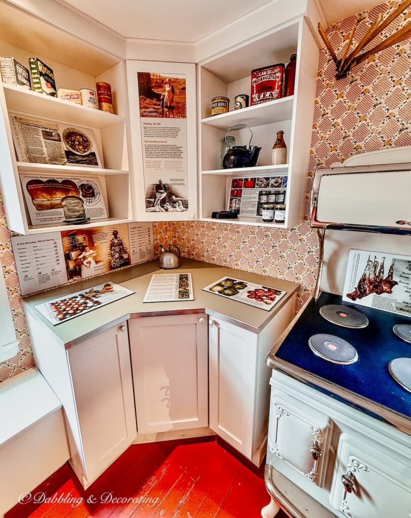 Vintage styled kitchen in Lobster Cove Lighthouse Newfoundland.
