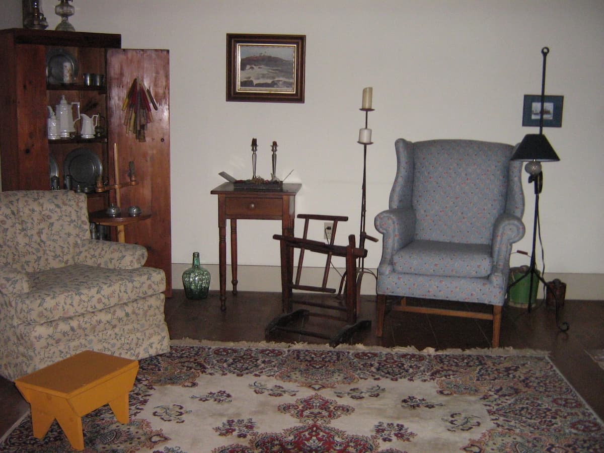 Antique home decor in living room of old home from days gone by.