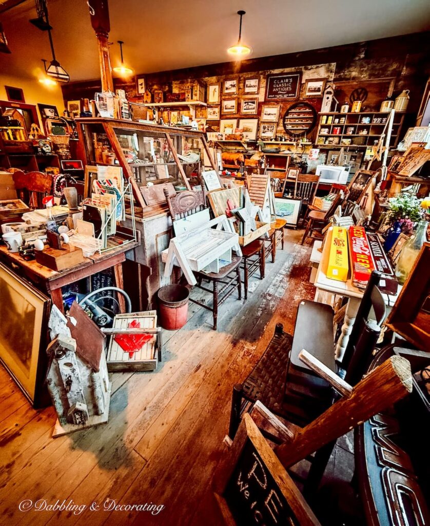 Inside Vintage Village Antique store at the Great Village Antiques Exchange in Nova Scotia.