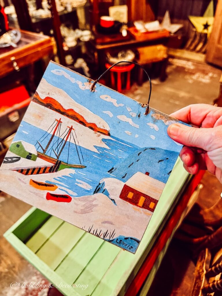 Hand painted Nova Scotia coastal picture in hand.