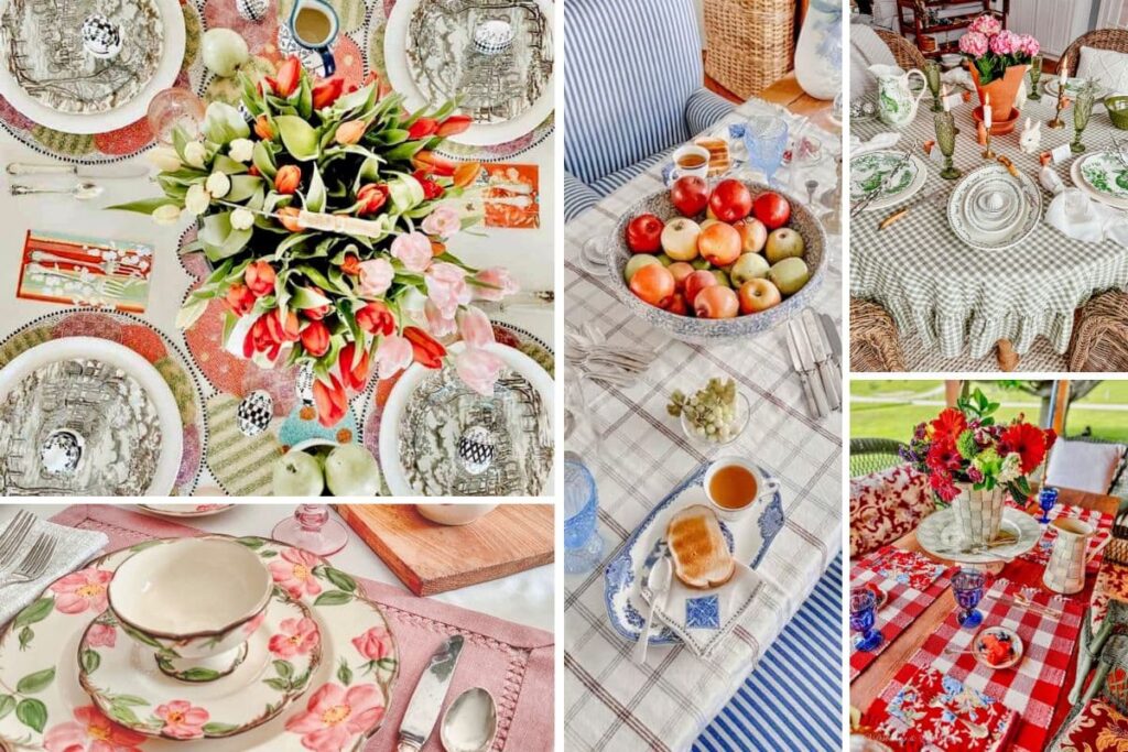 Vintage-Inspired Spring Table Settings for Every Season Indoor & Outdoor Styling Ideas You’ll Love collage about seasonal table decor.