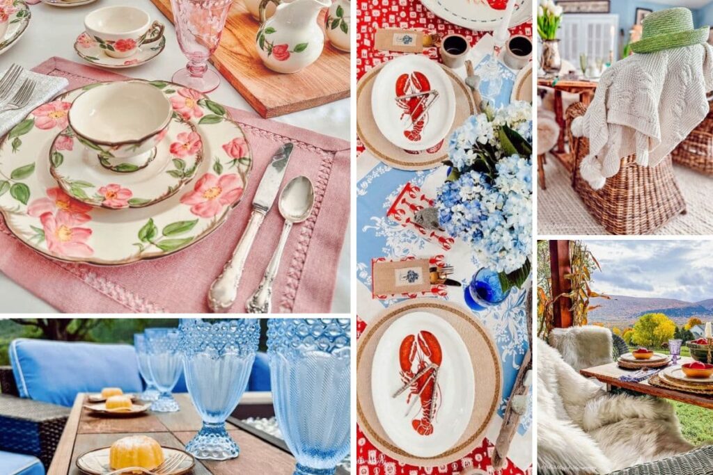 Vintage-Inspired Table Settings for Every Season: Indoor & Outdoor Styling Ideas You’ll Love collage about seasonal table decor.