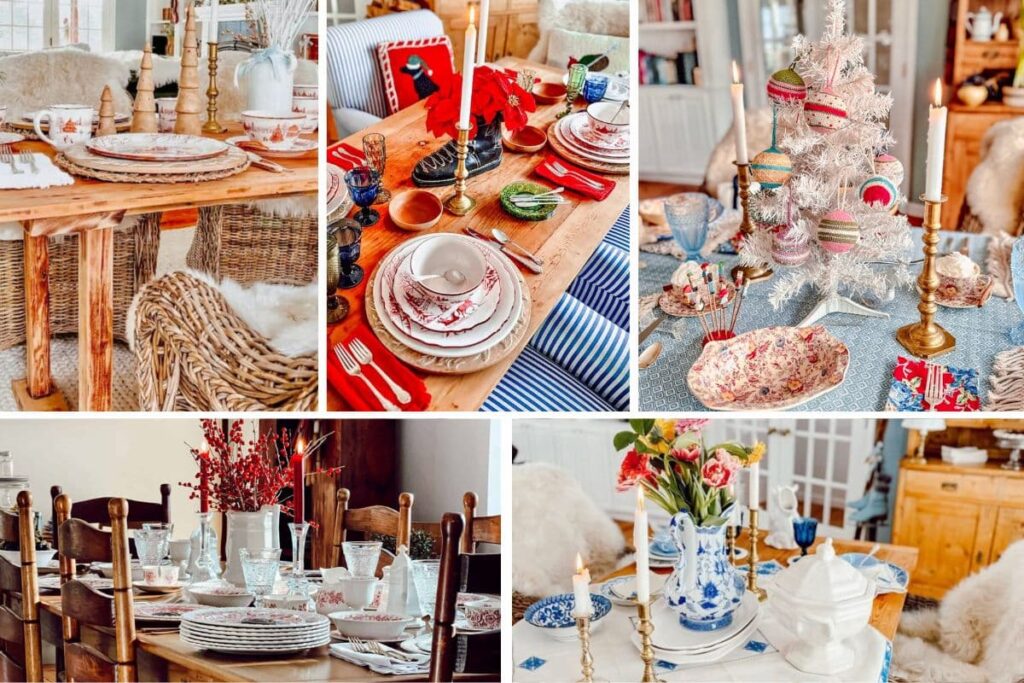 Vintage-Inspired Winter Table Settings for Every Season Indoor & Outdoor Styling Ideas You’ll Love collage.