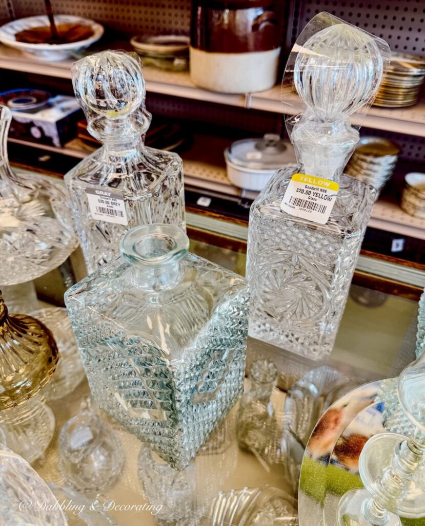 Glass barware for cocktails at Goodwill Northern New England, Summer Home Decor Finds.