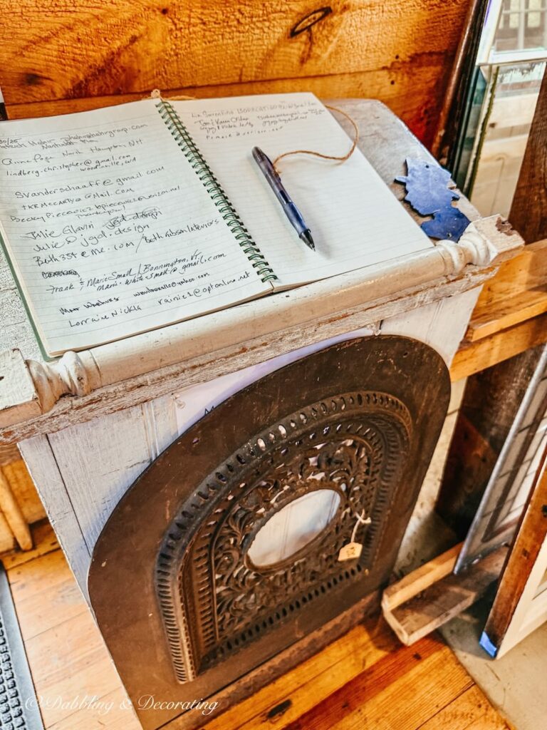 Old House Parts Company guest book.
