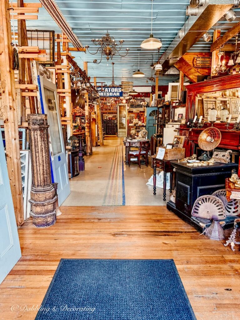 Inside look at Old House Parts Co in Kennebunk, Maine.
