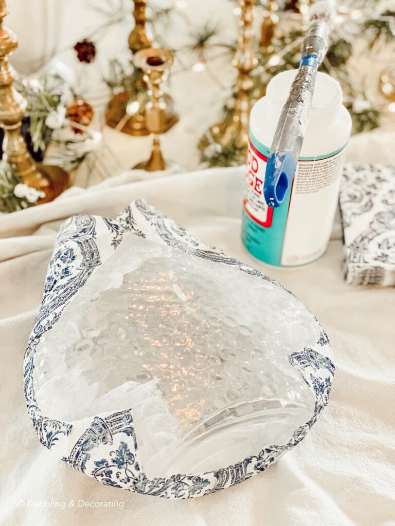 decoupaged vase diy for the holidays dupe and Why I Always Choose a $20 Antique Over a Big Box Dupe