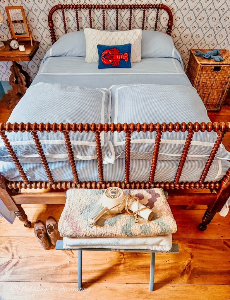 Antique Jenny Lind Bed Makeover with custom mattress in New England Antique style bedroom.