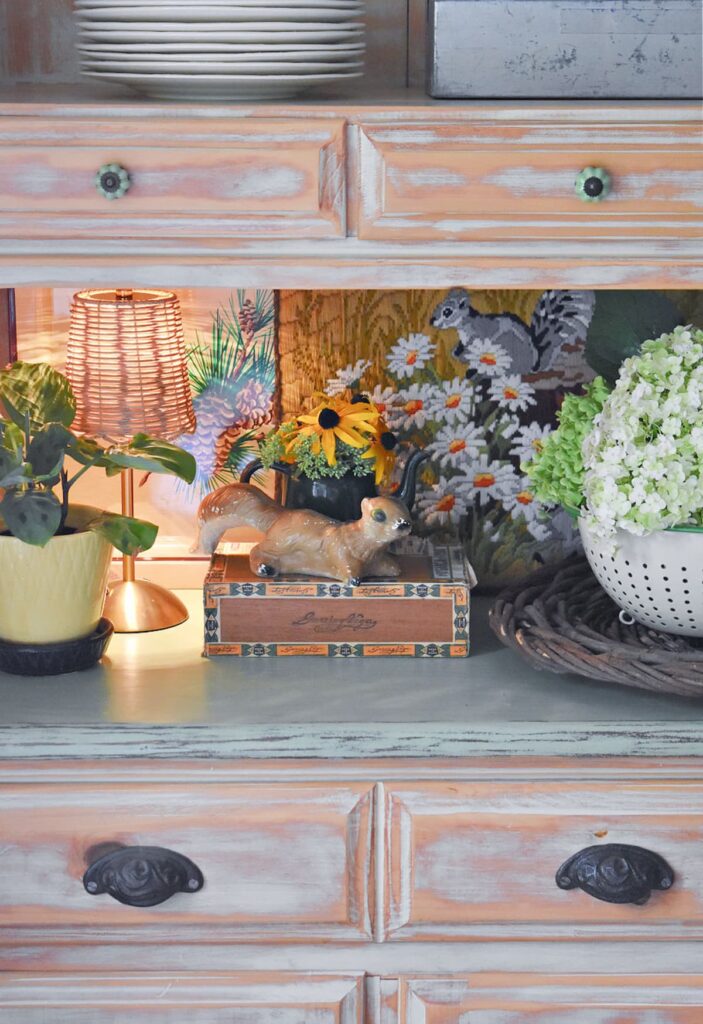 Early Fall Hutch Decor Ideas with Thrifted Vintage Finds