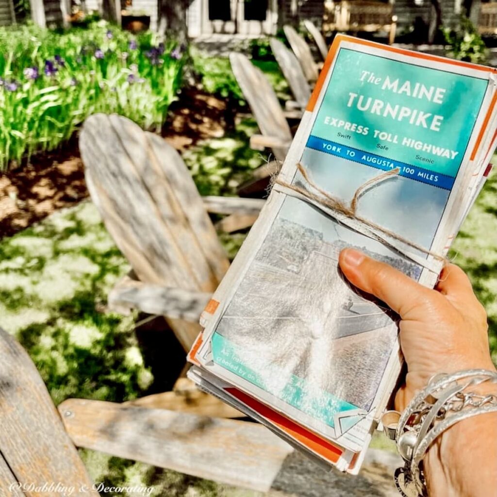 Vintage New England road maps in hand for a thrift store centric road trip