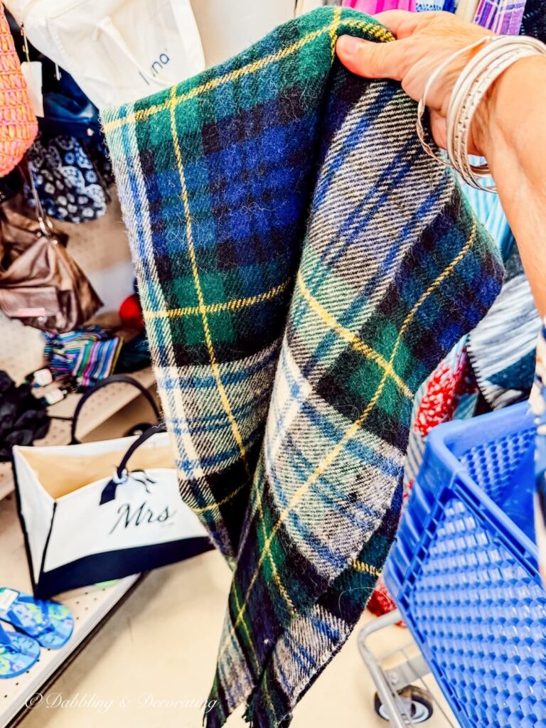 Old Pendleton blanket at Goodwill Northern New England fall decorating ideas thrifted find.
