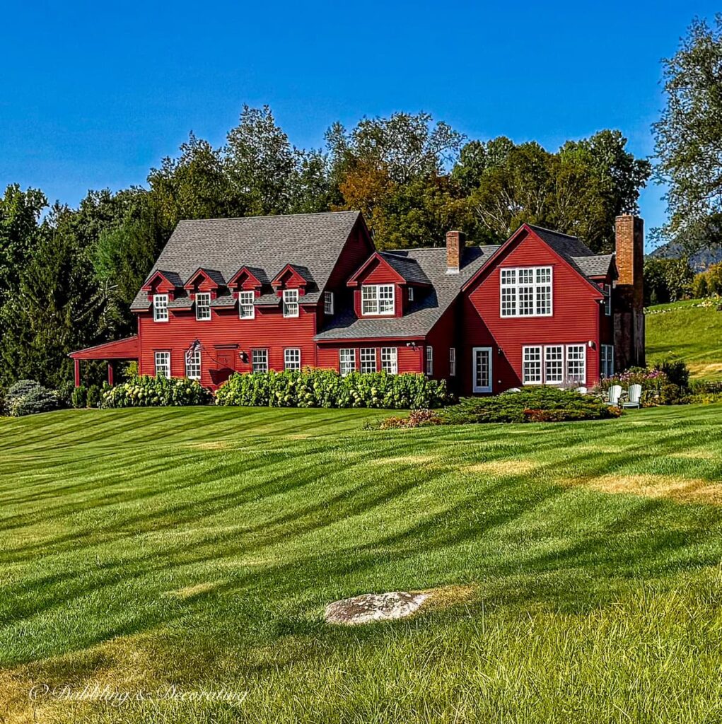 Red farmhouse fall decor ideas from this home in Vermont, New England.