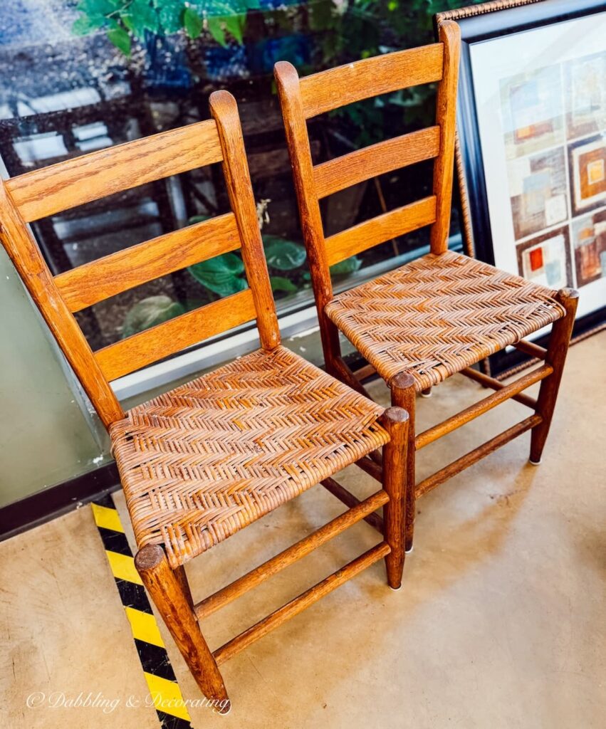 Two small ladder back chairs at Goodwill Northern New England for $5 each.