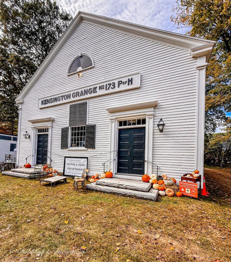 The Grange in Kensington, NH inside is the Vintage and Vogue Market.