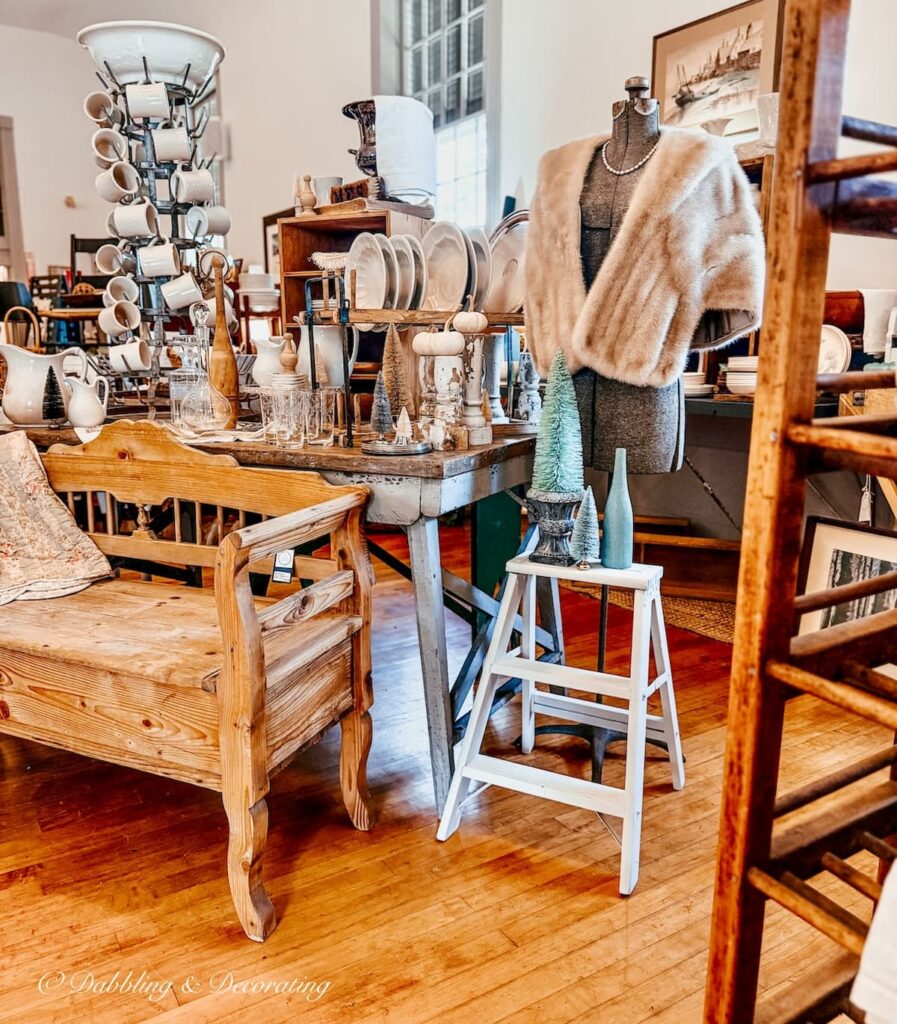Inside the Fall Vintage and Vogue Market in Kensington New Hampshire Van Claus Design Booth.