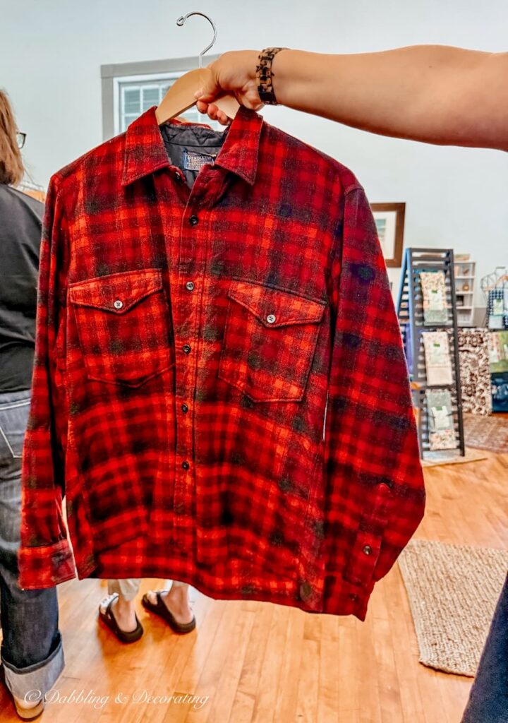 Vintage Pendleton red plaid shirt at Vintage and Vogue New England Market.