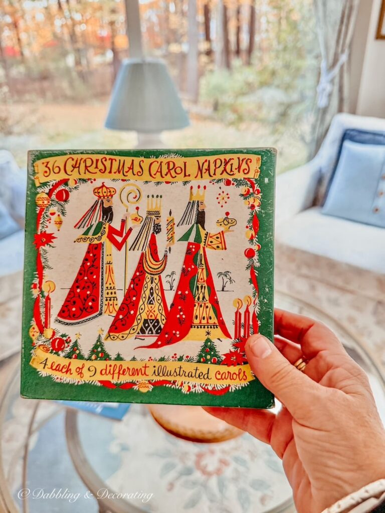 Vintage Christmas cocktail napkins given to me from an old high school friend.
