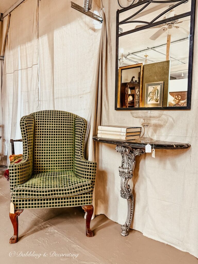 Vendor antique display inside The Berkshire Galleries of Great Barrington, Massachusetts.