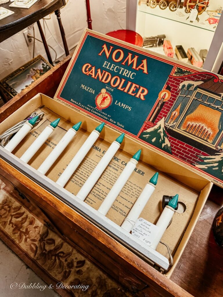 Antique Noma Candolier Christmas lights antiquing in the Berkshires.
