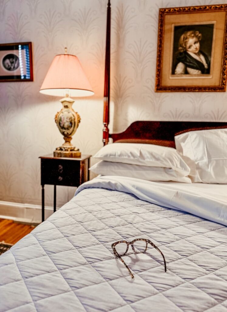 Canopy bed in the Edison room at the Wainwright Inn in Great Barrington, MA.