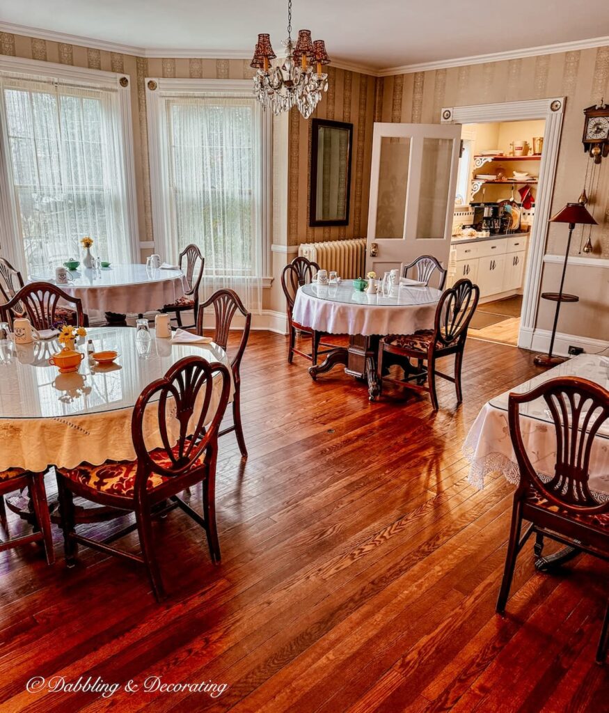 Dining room at the Wainwright Inn in Great Barrington Massachusetts.