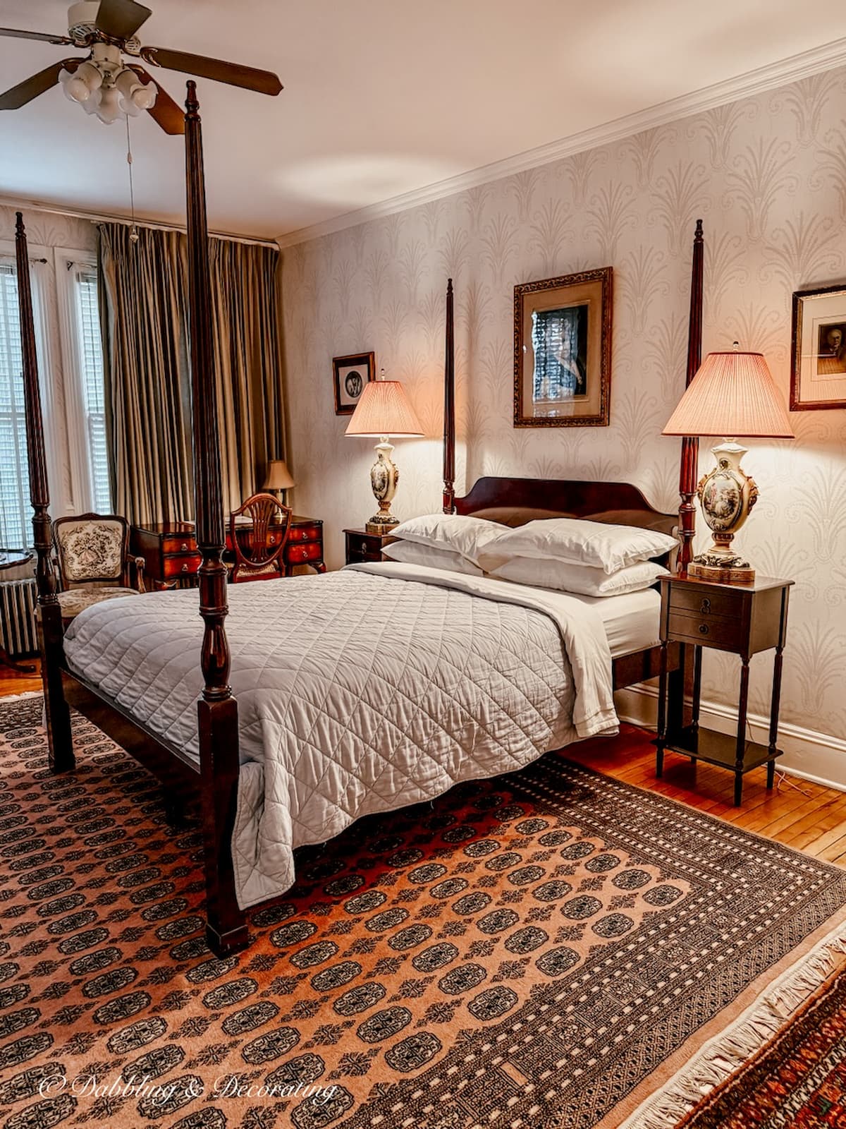Edison Room guest bedroom with Canopy bed in the Wainwright Inn, Great Barrington, Massachusetts antiquing in the Berkshires.