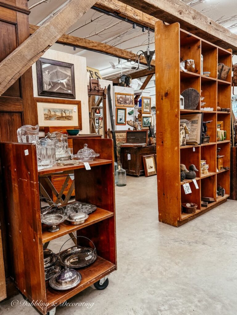 Furnishings vendor booth at Great Finds Antiques in Sheffield, Massachusetts antiquing in the Berkshires.