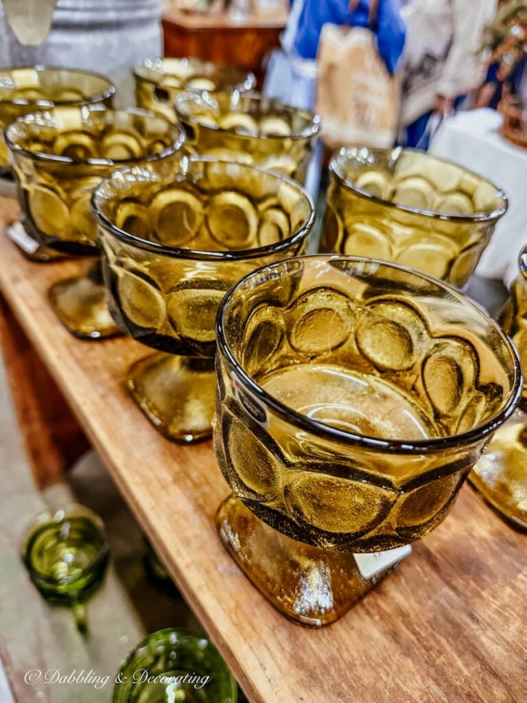 Vintage green sherburt bowls for vintage Christmas decor.