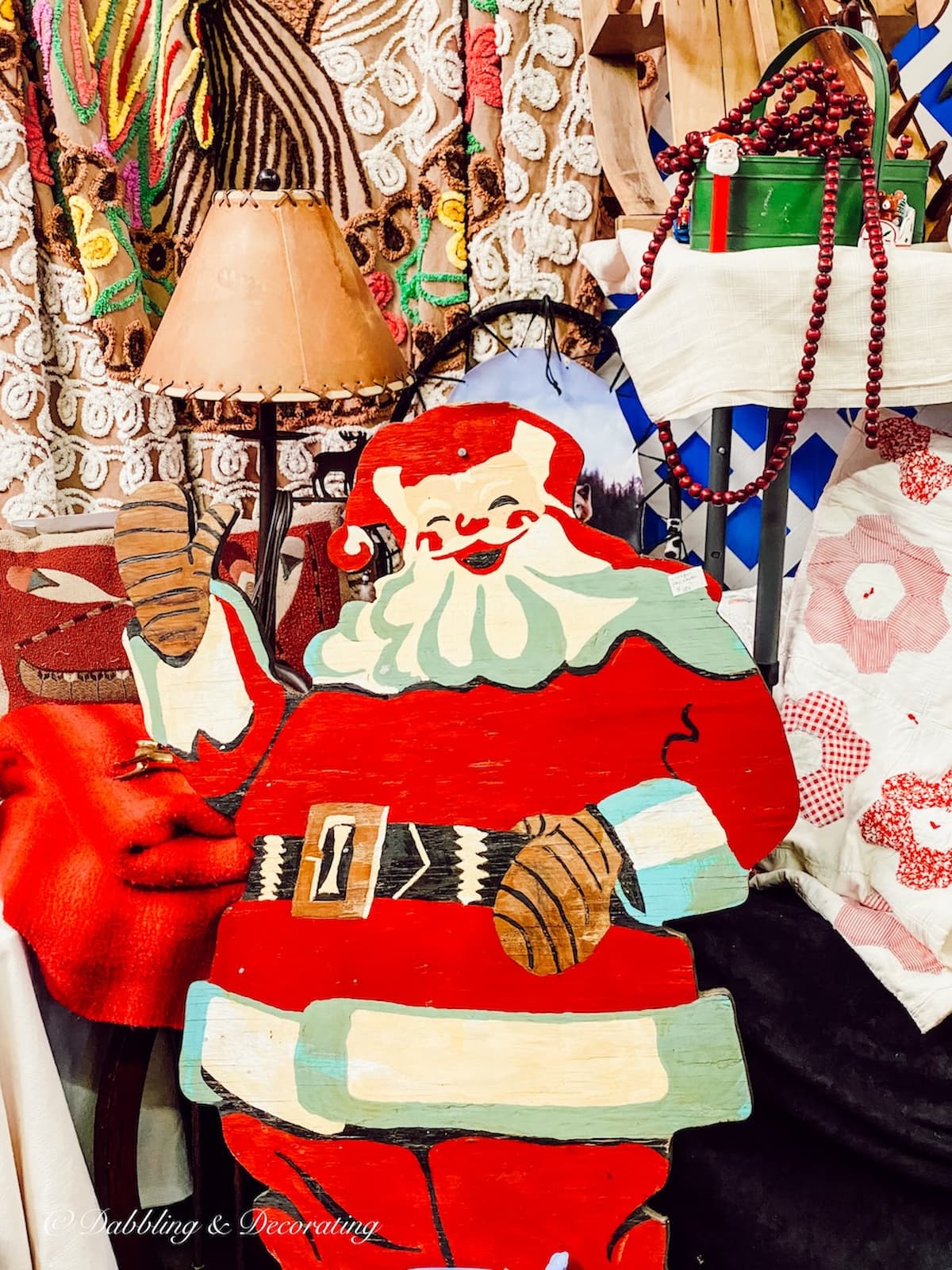Retro wooden Christmas Santa at Vintage Market Days.