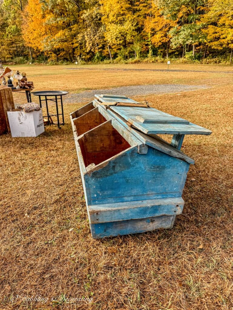 Vintage blue trough at Elephant's Trunk Flea Market.