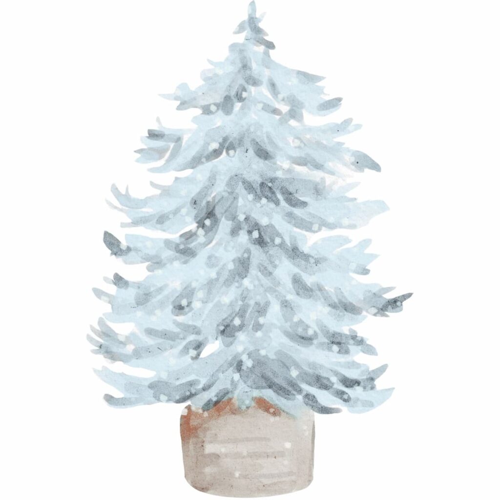 Vintage blue Christmas Tree Graphic.