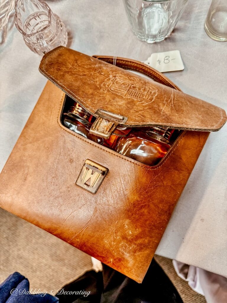 Leather case with vintage barware for $8 at The Second Show on Warren St. Hudson, NY