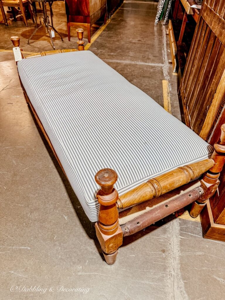 Primitive 1800's wooden twin bed with new handmade mattress at The Antique Warehouse Hudson, NY