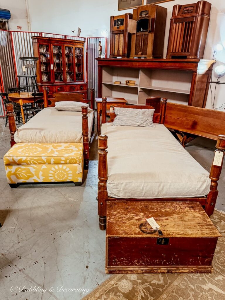 Two "workman's beds" primitive from 1800's at The Antique Warehouse Hudson, NY.