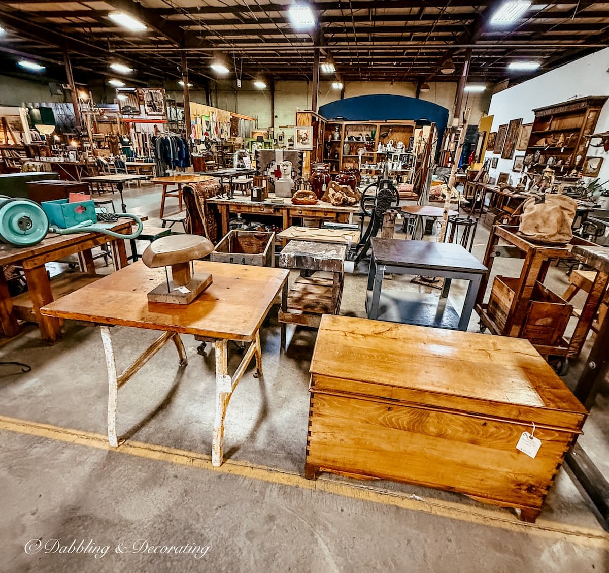 Inside large Antique Warehouse Hudson, NY filled with antiques.