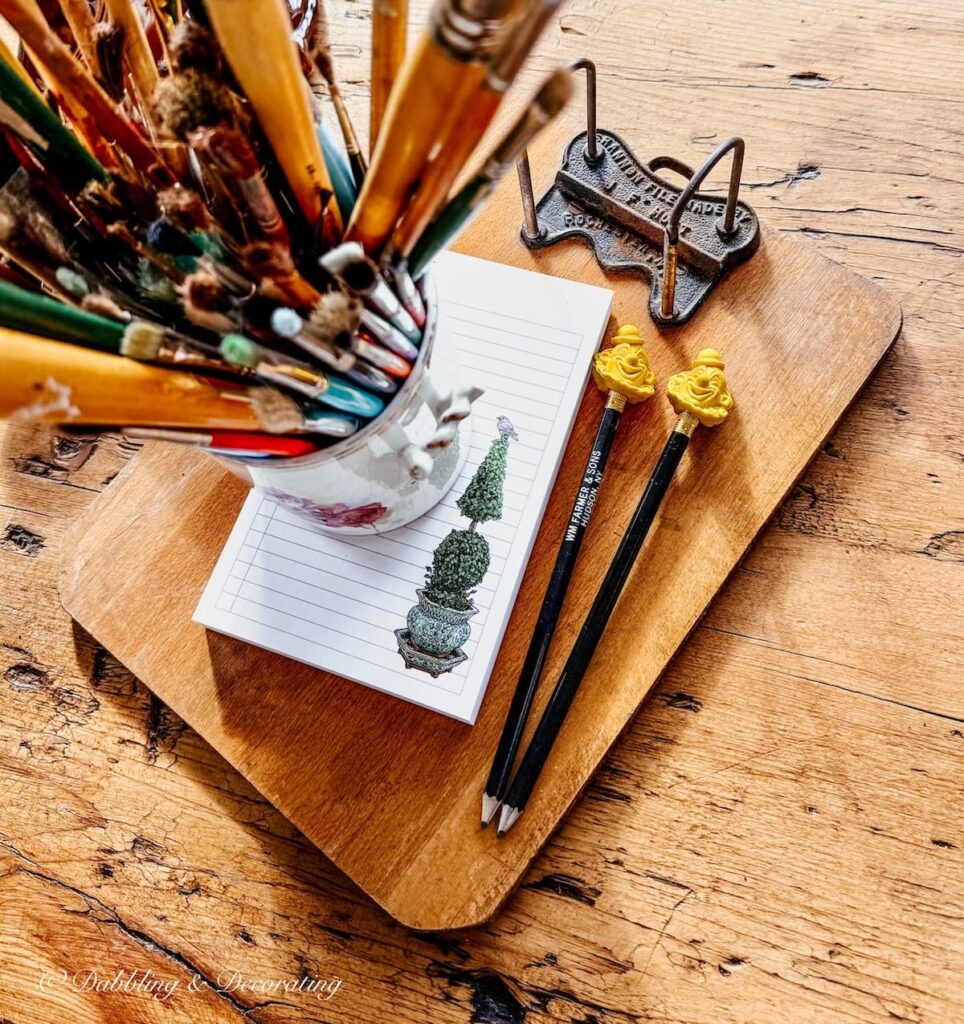 Two yellow clown retro erasers on black pens from an antiquing trip to Hudson, NY.