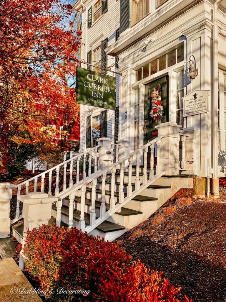 The Clark Currier Inn outside in the Fall in Newburyport, Massachusetts