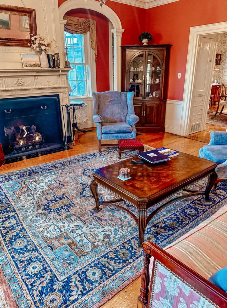 Colonial style living room in the Clark Currier Inn in Newburyport, Massachusetts.