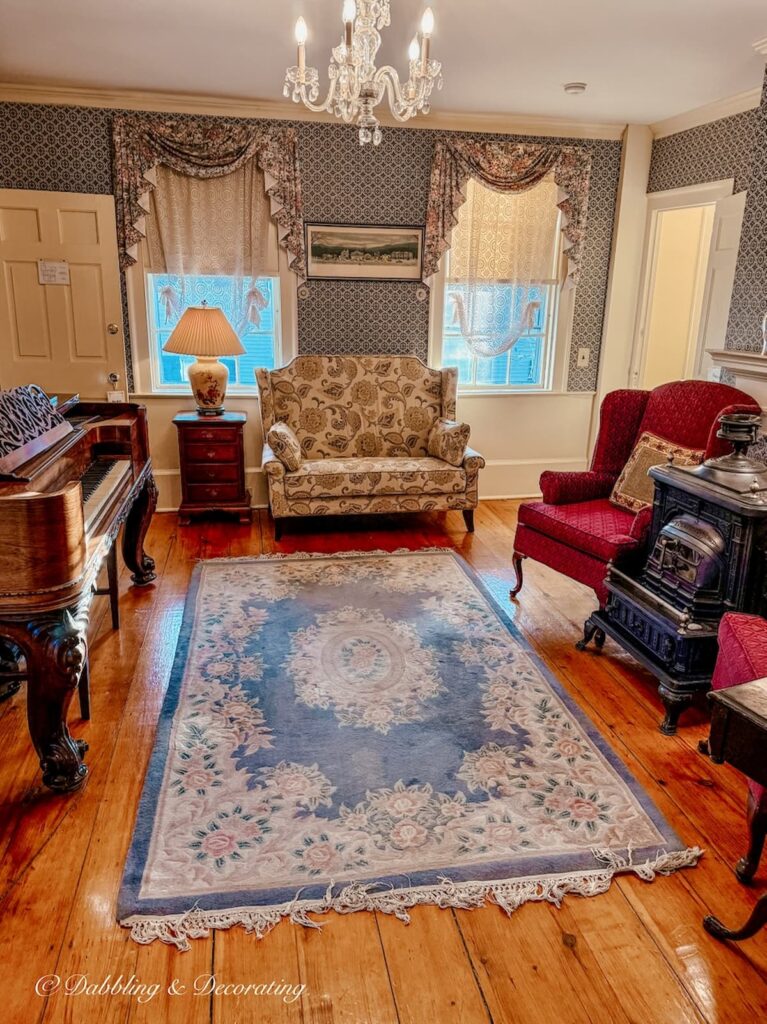 Common space inside the Clark Currier Inn in Newburyport, Massachusetts.