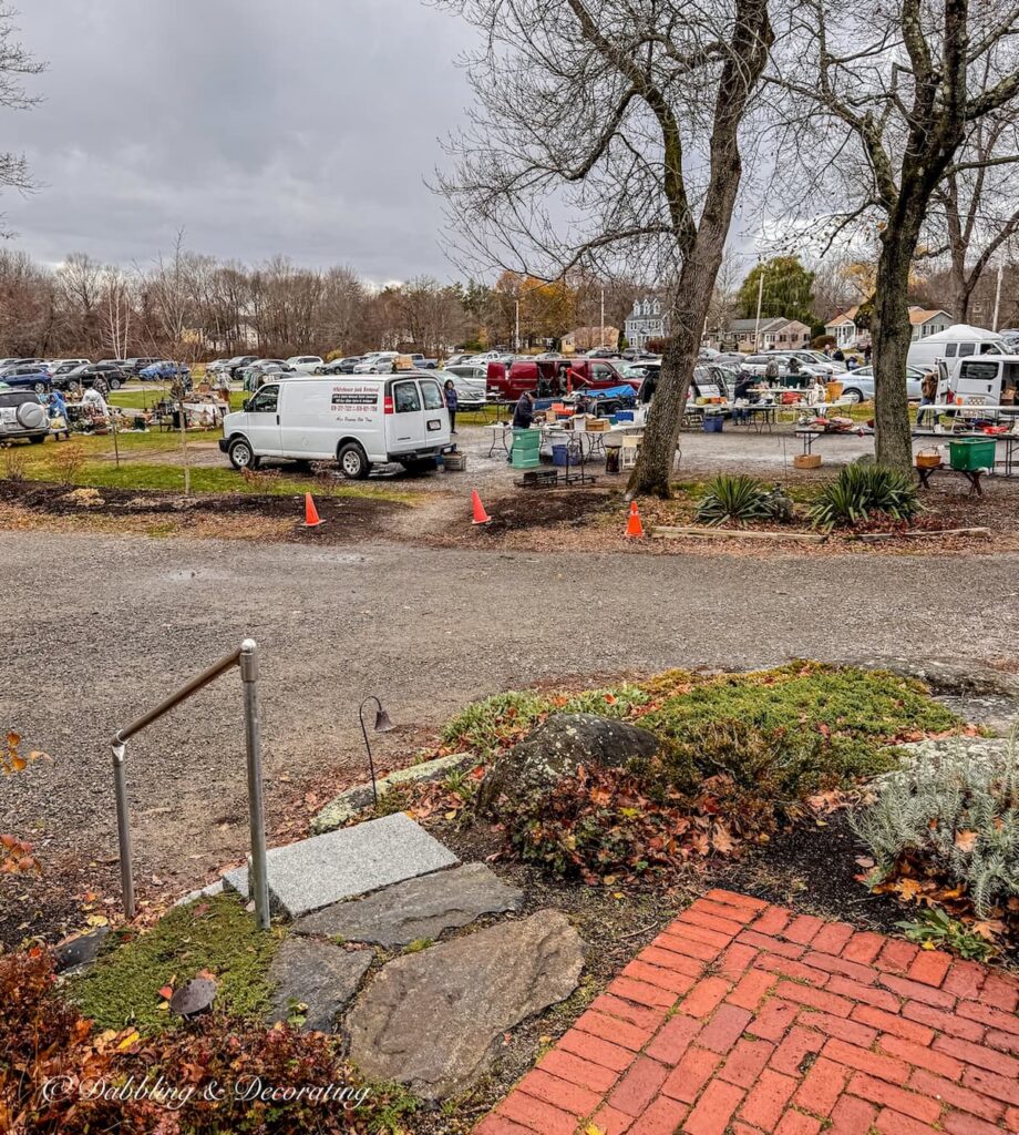 View of leaving the Todd Farm Antiques and Flea Market in Rowley, Massachusetts upon a storm rolling in.